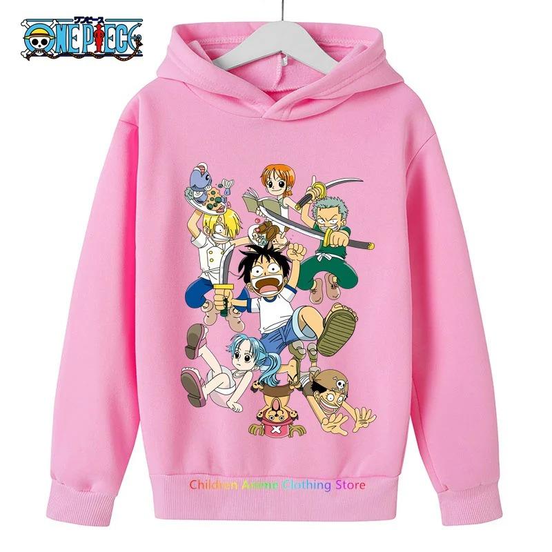 Anime Luffy Hoodie for Kids, One Piece Sweatshirt, Coat for Baby Boys and Girls, Warm Sweater, Autumn Clothing