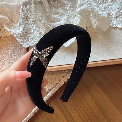 Elegant Starry Night Velvet Fully Beaded Bow Headband, Retro Headband for Women, High Quality, Hairband