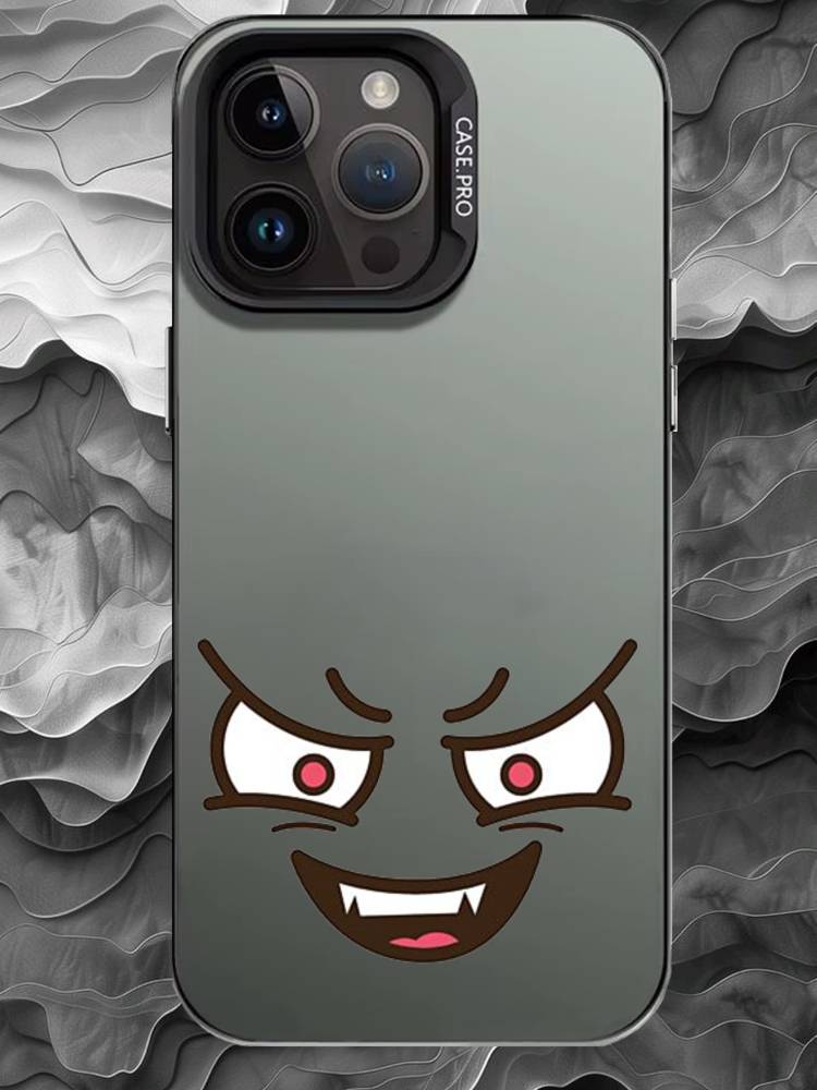 C-Cartoon expression Phone Case For iPhone 17 16 15 14 13 12 11 Pro Max Plus Silver Matte Black Cover