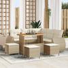 VidaXL Garden Sofa 9 Pieces with Cushions Beige Poly Rattan Acacia 3361881
