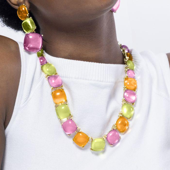 Collier Luxenter En Cristal Multicolore Et Finition On or Jaune 18 Carats - Tosab
