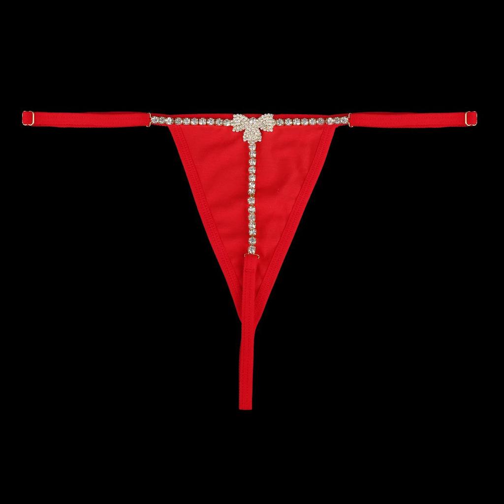 Full Rhinestone Butterfly Thong Panties with Body Chain Jewelry for Women