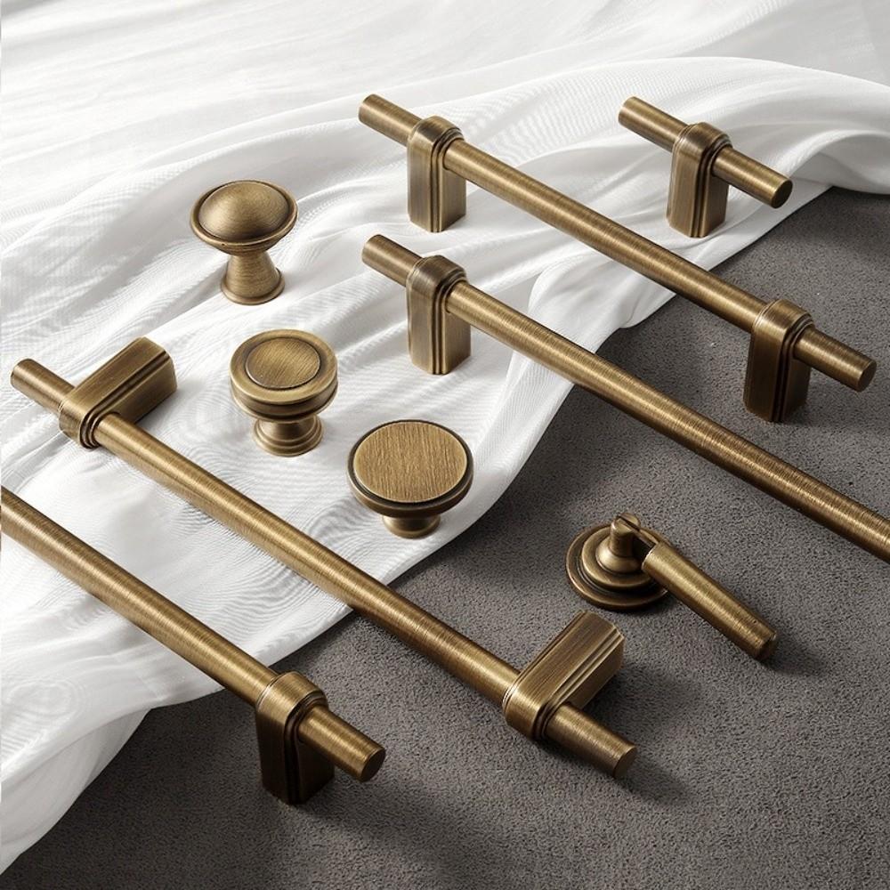 New Solid Brass Cabinet Handles Vintage Modern Door Knobs Minimalist T Bar Handles Kitchen