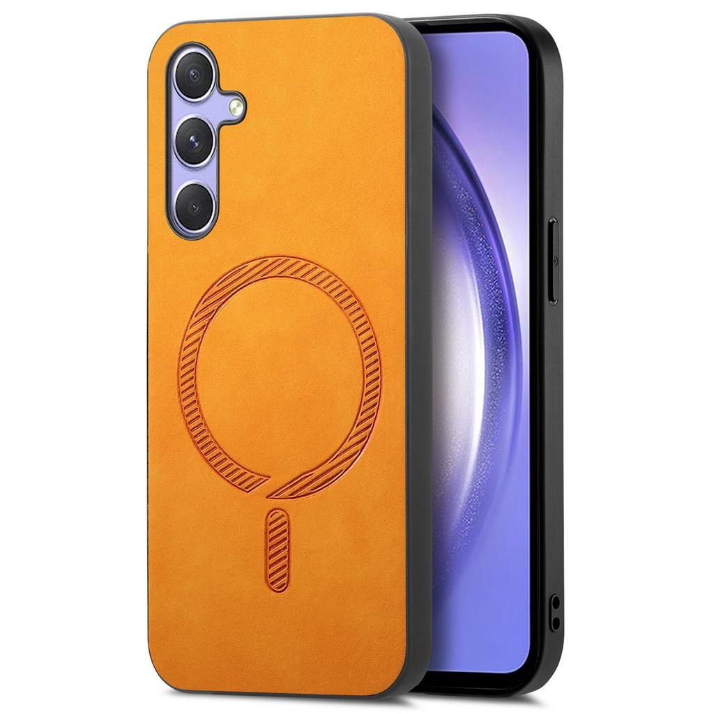 For Samsung Galaxy A54 5G Leather Back Case Compatible with MagSafe Skin-Touch Phone Cover