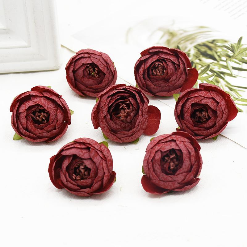 Artificial Flowers for Wedding Silk Roses Tea Bud Festival Wreaths Home Decor Table Diy Scrapbooking Background Wall Fake Plants