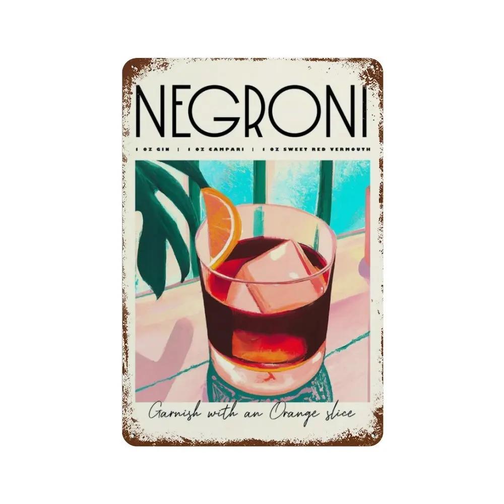 Vintage Fruit Juice Metal Tin Sign Mojito Aperol Spritz Posters and Sangria Drink Negroni Plaque for Club Bar Shop Home Decor