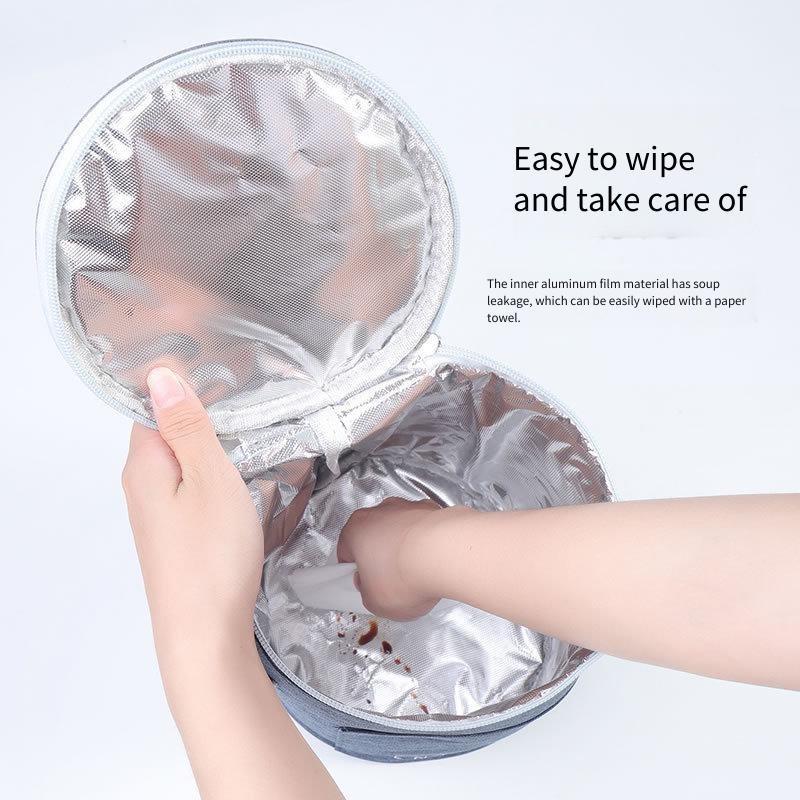 19x24cm Round Insulated Lunch Bag  Large Thermal Food Container Handheld Circular Box for School Office Picnic Multi Purpose