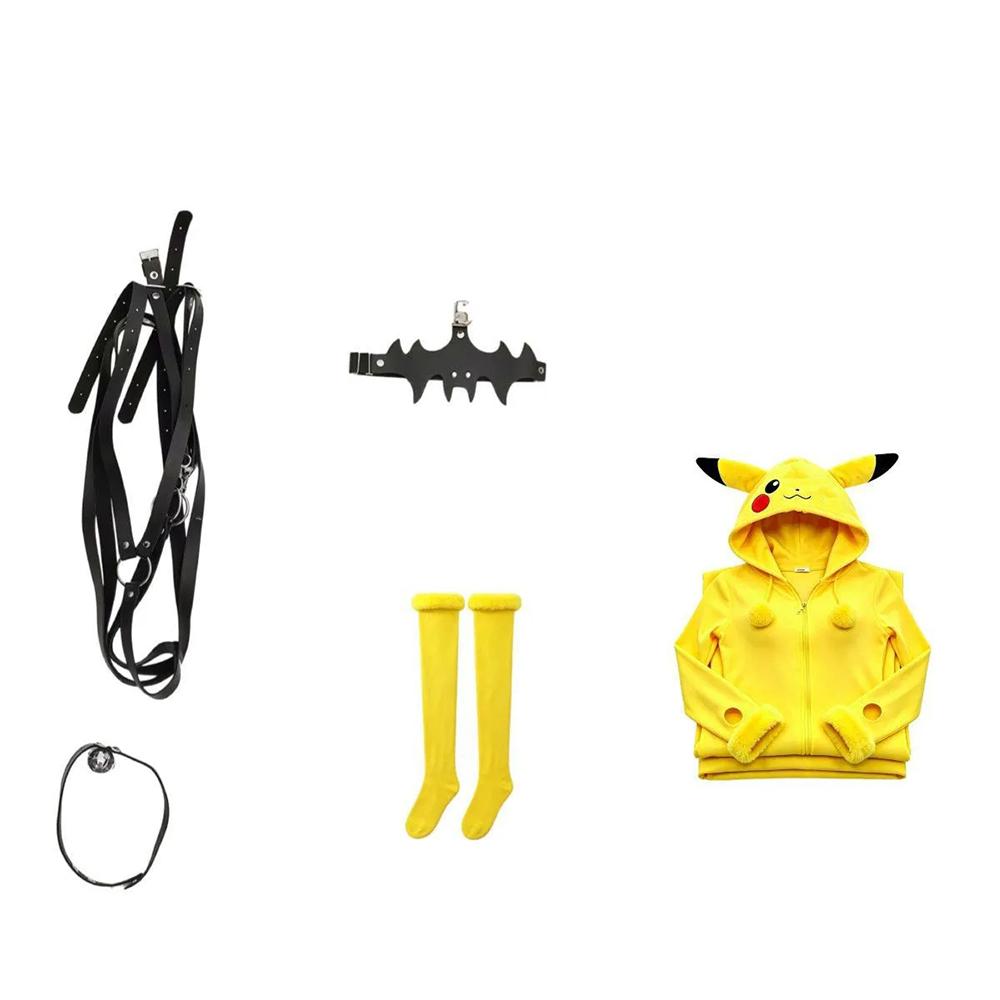 Costume Cosplay Topo Giallo Anime Tuta Gialla Peluche Kawaii Body Sexy Uniforme con Cappuccio Vestiti per Halloween Carnevale