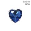 50Pcs/Pack Heart Shape Glitter Sewing Rhinestones Sew On With Silver Claw Glass Crystal Stones 8mm Diamond Beads Ornament