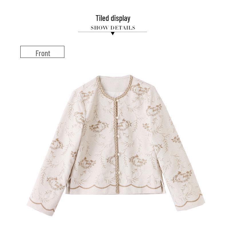 Wiosenna kurtka żakardowa damska petite 2025 - Nowy styl chiński RX9206