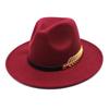 Leaf Decoration Woolen Hats Formal Occasion British Vintage Hats Fashion Fedora Hat  Men Women