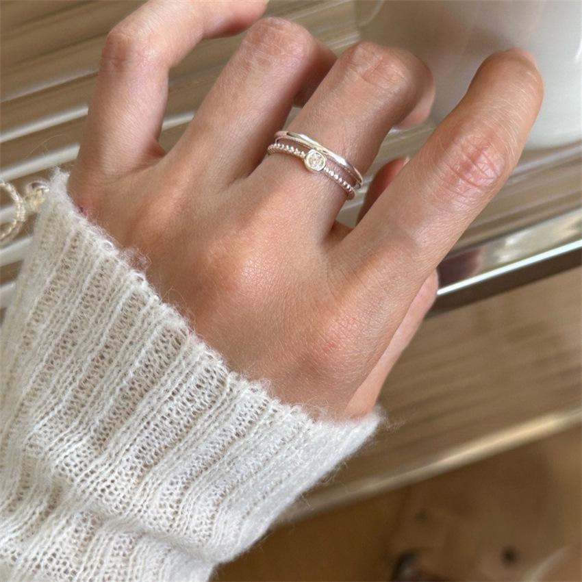 925 Sterling Silver Retro Brushed Open Finger Ring - Women's High-End Niche Light Luxury, Trendy and Non-Fading.