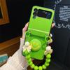 Cute 3d Face Beads Bracelet Hinge Protector Full Protection Phone Cover For Samsung Galaxy Z Flip 4 3 Case Crossbody Lanyard