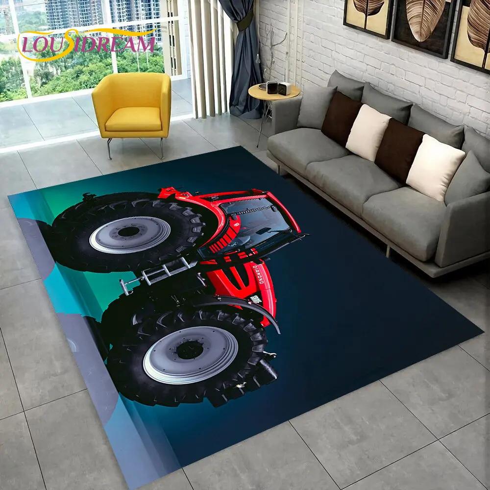 Truck Car Tractor Series Pattern Area Rug,Carpet Rug for Home Living Room Bedroom Sofa Doormat Decor,kids Non-slip Floor Mat 3D