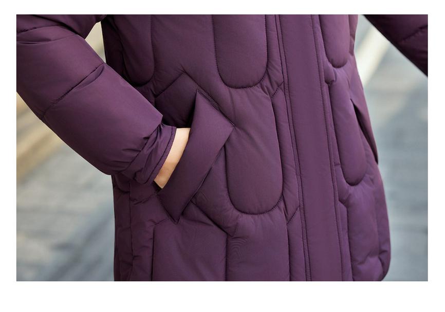 2025 New Hooded Cotton Jacket for Middle-Aged Women: Autumn-Winter Mid-Length Down Coat