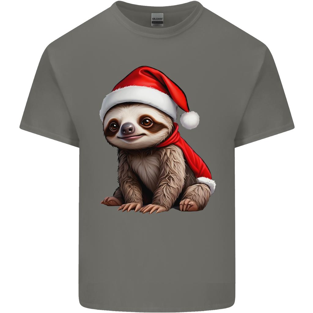 A Cute Christmas Sloth With Xmas Hat on Unisexs Light Cotton TShirt