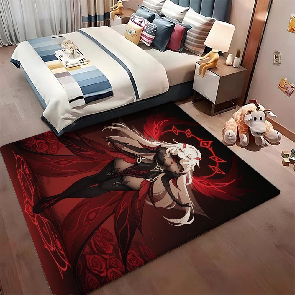 Dark Gothic Anime Girl Indoor Rug Soft Texture Nonslip Carpet For Kids Bedroom Play Area Home Party Decor Valentine'S Day Gift