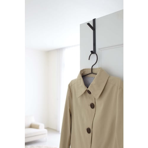Yamazaki Smart Door Hanger, Black, Approx. W1.5 X D9 X H18cm, Coat Rack, Bag, Hat Storage, 7158
