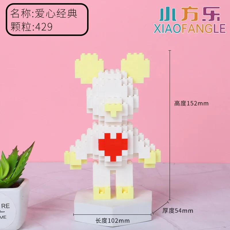 Funny Mini Bear Gloomy Cartoon 3D Micro Building Blocks Creative DIY Model Figure Toys Table Decor For Kids Birthday Gift