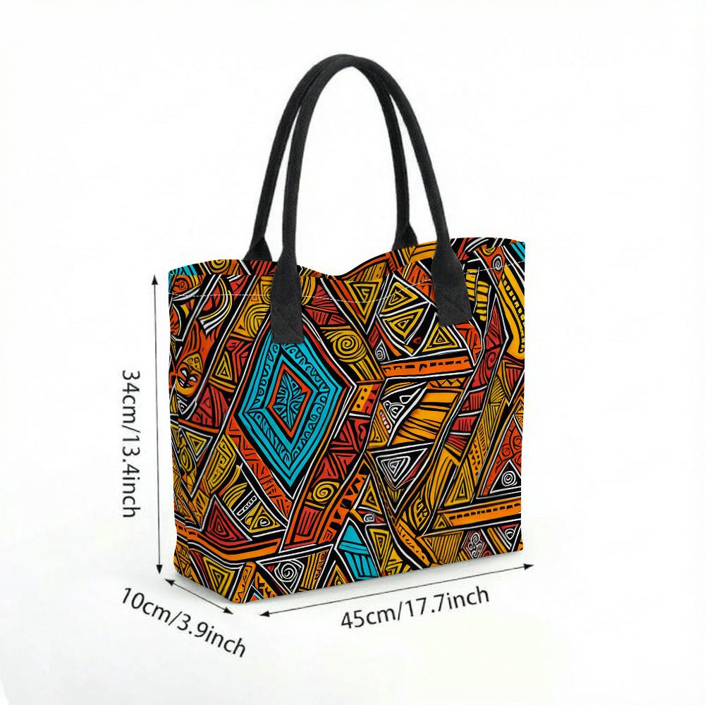 African Tribal Pattern Tote Bag Fashion Large Capacity Canvas Shoulder Bag for Daily Use