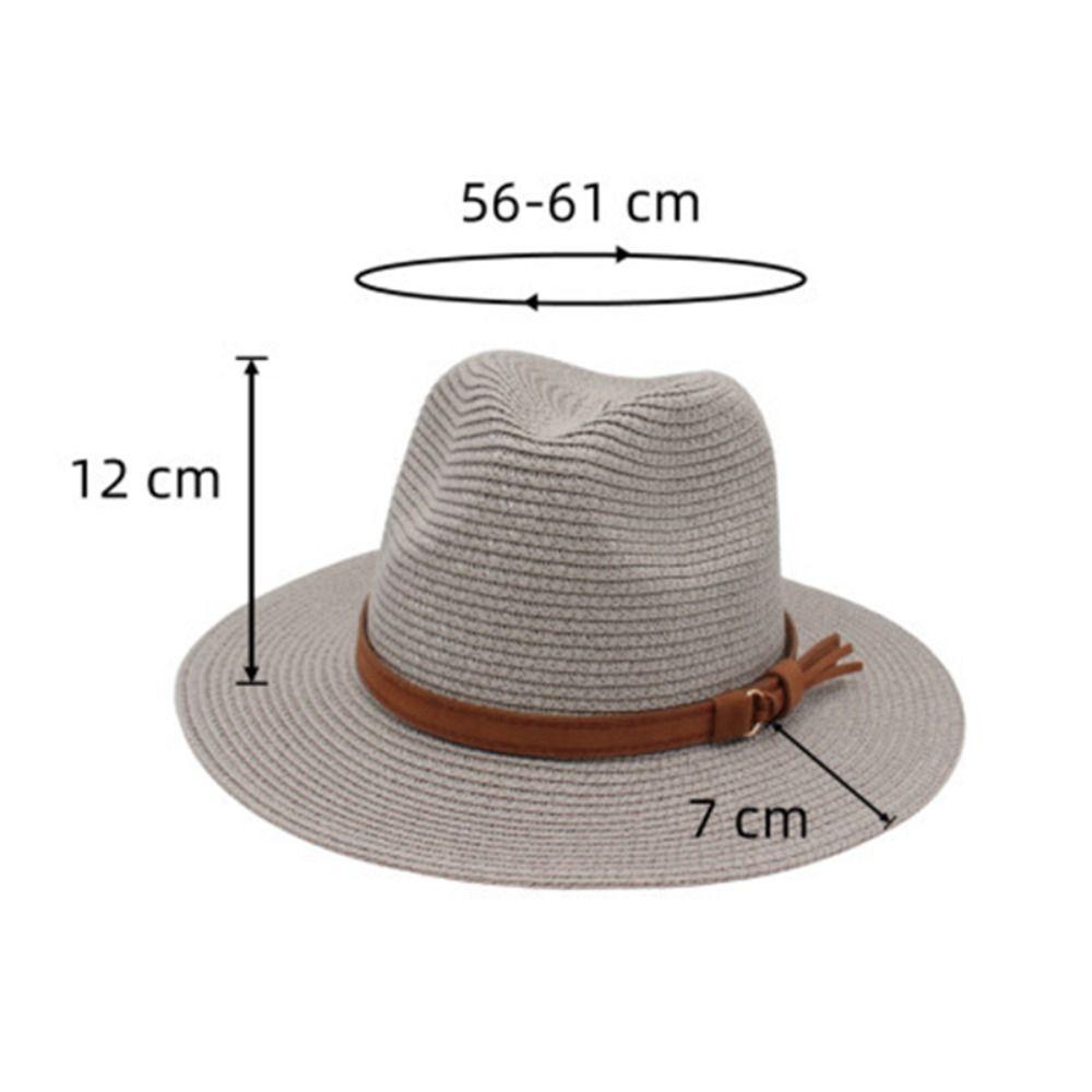 Casual Straw Woven Hat Uv Protection Breathable Beach Panama Hat Wide Brim Soft Fedora Sun Hat