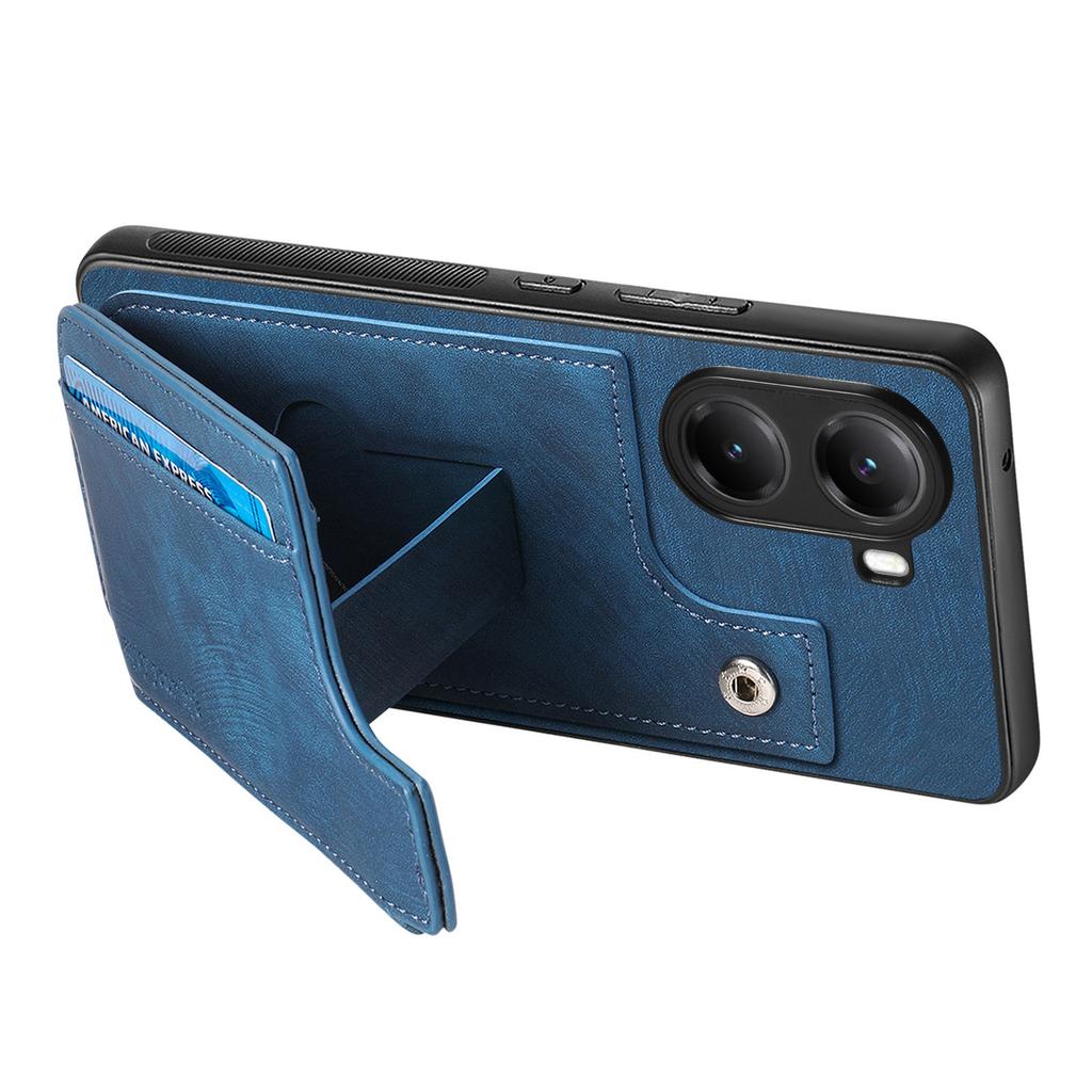 Xiaomi Poco X7 Pro 5G/Xiaomi Redmi Turbo 4 5G Kılıfı Fermuarlı Kartlık Standlı Deri + PC + TPU Telefon Kılıfı