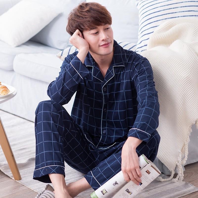 Men's Plus Size Pure Cotton Pajama Set - Long Sleeve for Spring, Autumn & Winter 2025