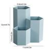 Pen Holder 3 Compartment Hexagonal Multi Function Makeup Brush Storage Bucket for Desktop Blue