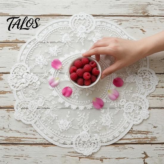 White Lace Coaster for Dining Retro Round Doily, Embroidered Floral Coaster, 13 Inch Doily Wedding Sheer Placemat Wedding, Tea Party Table Decor