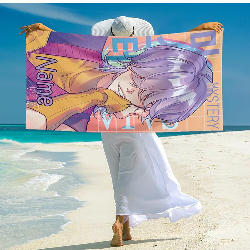 Custom Name Ultra-Soft Beach Towel with Saja Boys Theme,Ideal for Pool - Camping, Diving - Perfect Travel Essential, Vibrant Beach Towel.