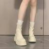 Spot women's 2025 new early autumn British style white Martin boots women's thin boots short boots with thick soles