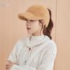 Autumn and Winter Warm Baseball Cap Women's High Ponytail Wool Knitted Peaked Hat Cycling Cold Protection Ear Protection Hollow Top Hat Trendy
