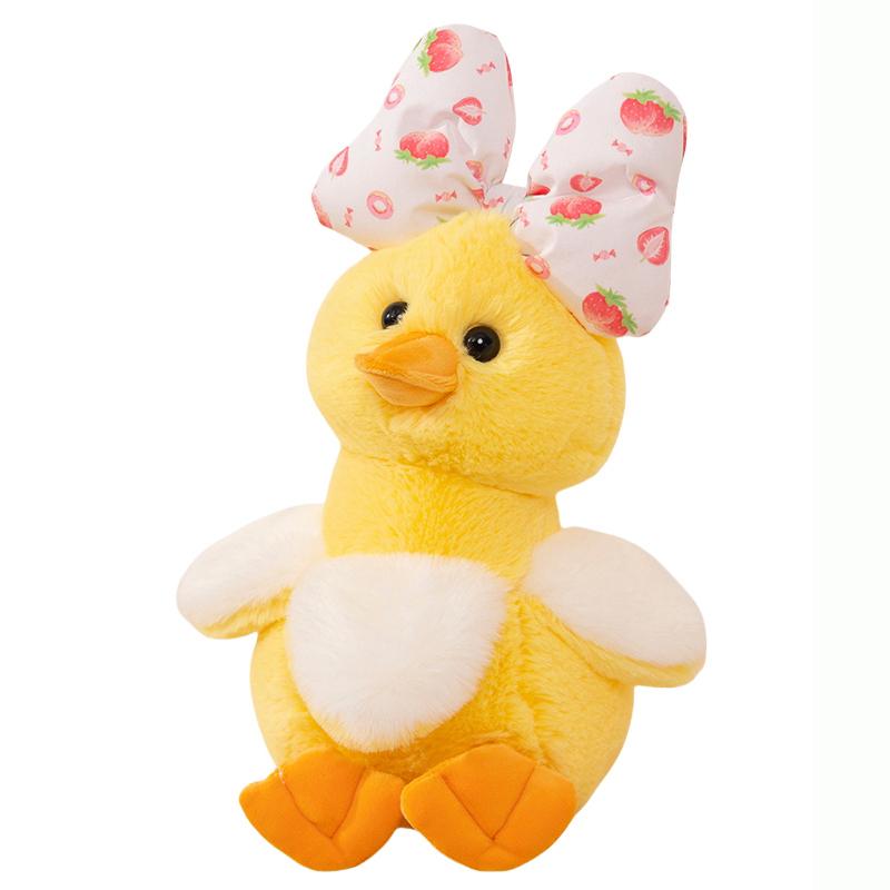 Schattig Boerderij Knuffeldier Kip Pluche Speelgoed Kawaii Ei Slabbetje Strik Knoop Decoratie Gele Banaan Kuiken Pluche Zachte Pop 23-25cm