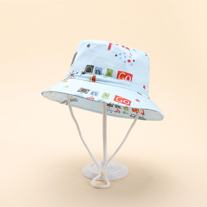Children's Spring Summer Cartoon Fisherman Bucket Hat Printed Outdoor Unisex Boys Girls UV Protection Fashionable Sunshade Cap