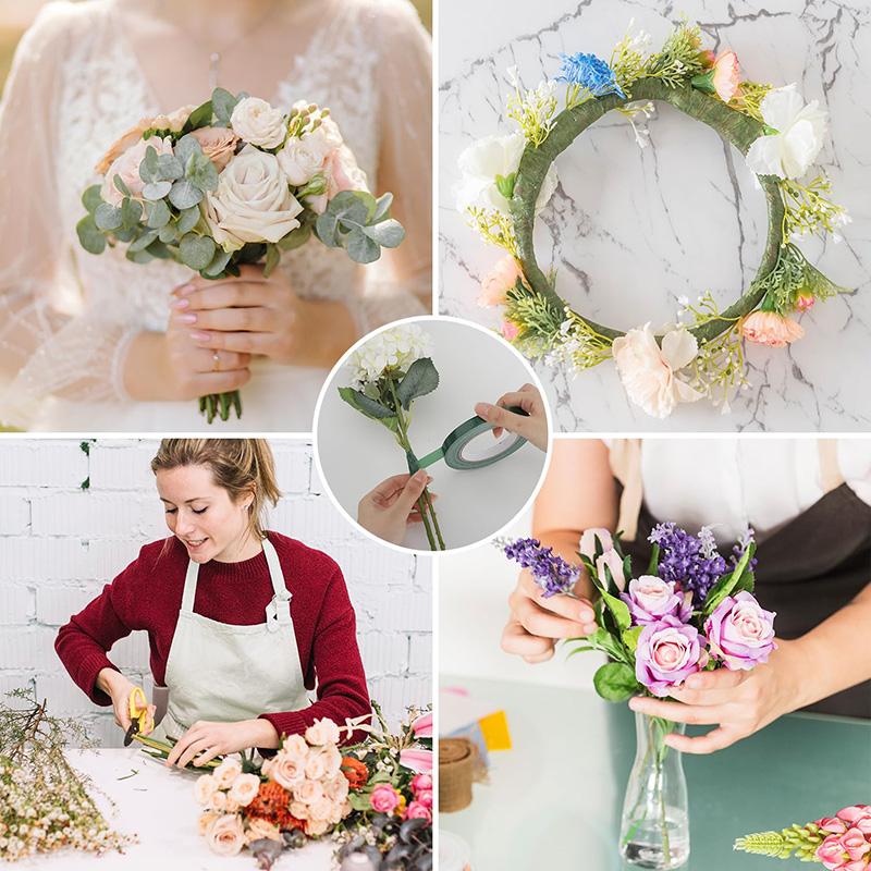 6Roll 30Yards Floral Tape 1.2cm Flower Floral Tapes for Bouquet Stem Wrapping Floral Crafts Wedding Bouquet Floristry Tape Set