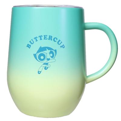 Marimo Craft Stainless Steel Mug with Gradient Powerpuff Girls Buttercup X Lid, Design, 79 H111mm, 320ml, MPPG-121