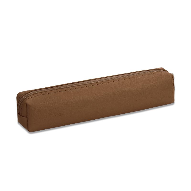 Leather Pencil Bag Simple Stationery Pen Case Storage Bag Zipper Pencil Pouch Glasses , Makeup Pouch, Back To School Supplies