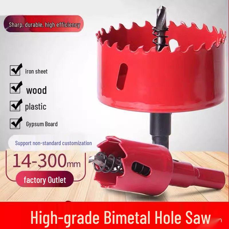 9-Piece Woodworking & Gypsum Board Hole Saw Set with Center Point Drill for Plastic Drilling
