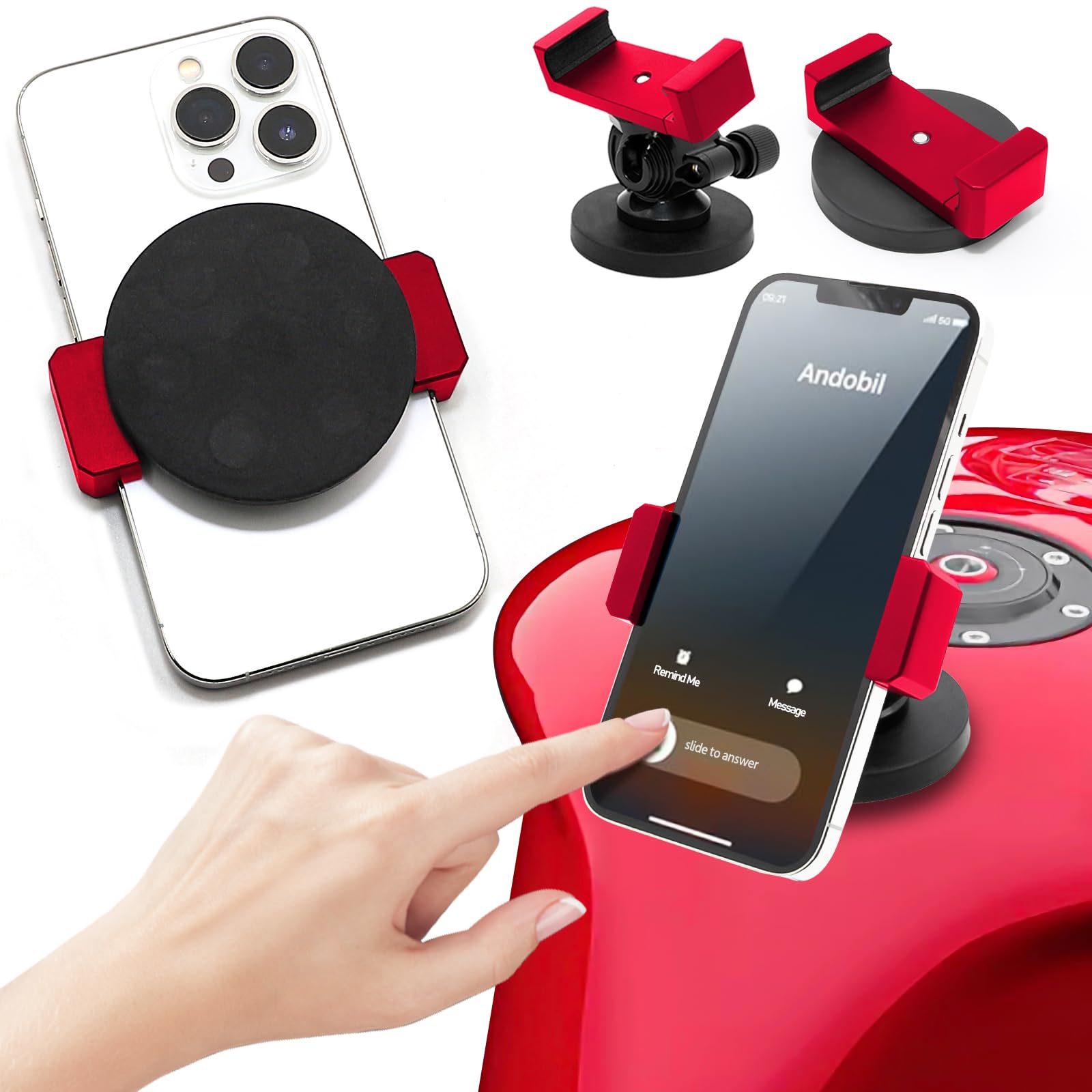 Bike Smartphone Holder, Bike Smartphone Holder, Super Strong, 360 Degree One-way pull type (60mm-90mm) красный