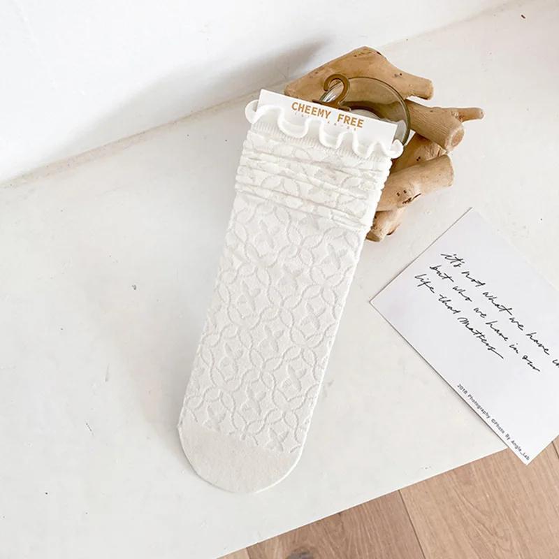 Fashion Socks For Women Cute New White Retro Lace Girl Sweet Socks Mesh Simple Women Casual Sweet Breathable Loose Socks Female