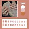 24Pcs Frosted Smoky Black Ripple Fake Nails Full Coverage Removable Press On Nails Finished Nail Stickers