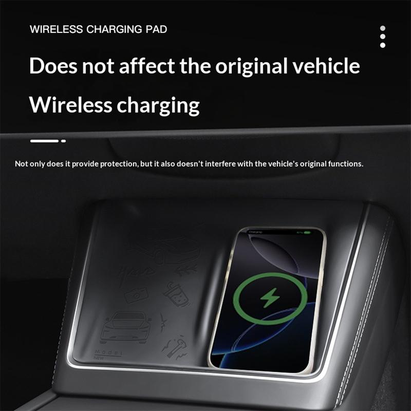 For Tesla Model 3 Highland Model Y Juniper Silicone Wireless Phone Charging Pad Central Control Charger Protector Pad Car Parts