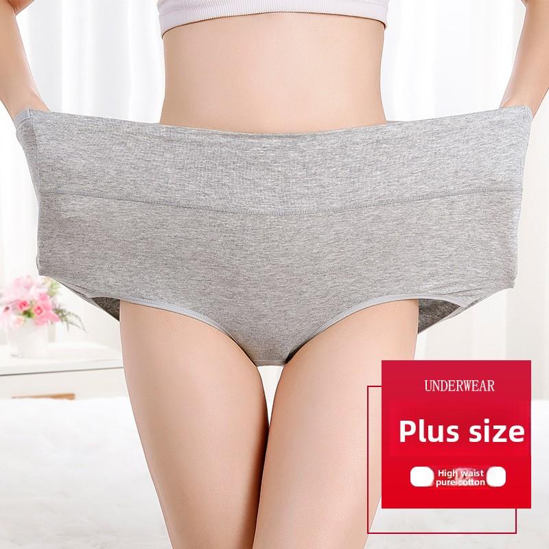 Plus Size Female Spring and Autumn Pure Cotton Belly Lift Hip High Waist Triangle Briefs