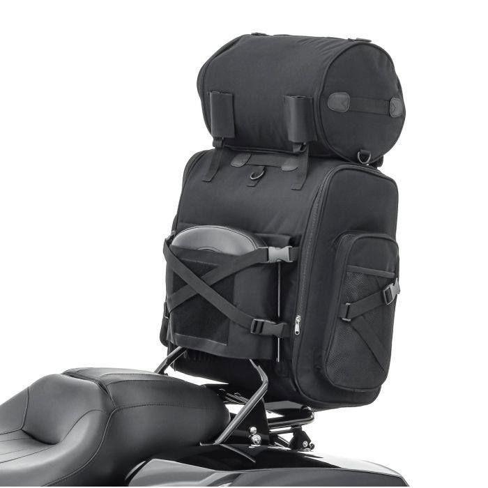 Motorrad Sissy Bar Hecktasche Craftride SXL mit Rollentasche in Schwarz