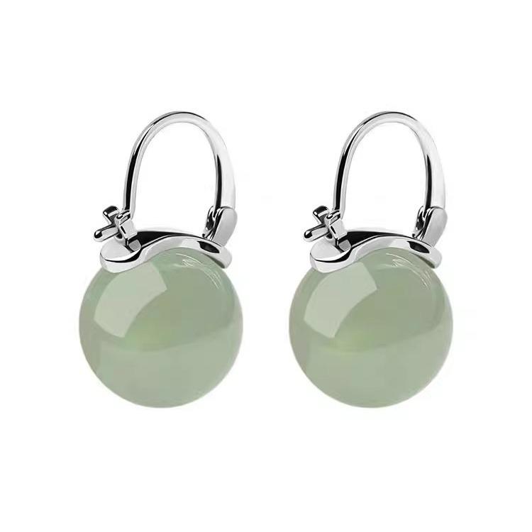 Jade Earrings Elegant Minimalist Ear Cuffs Retro Style Fashion Jewelry for Women
