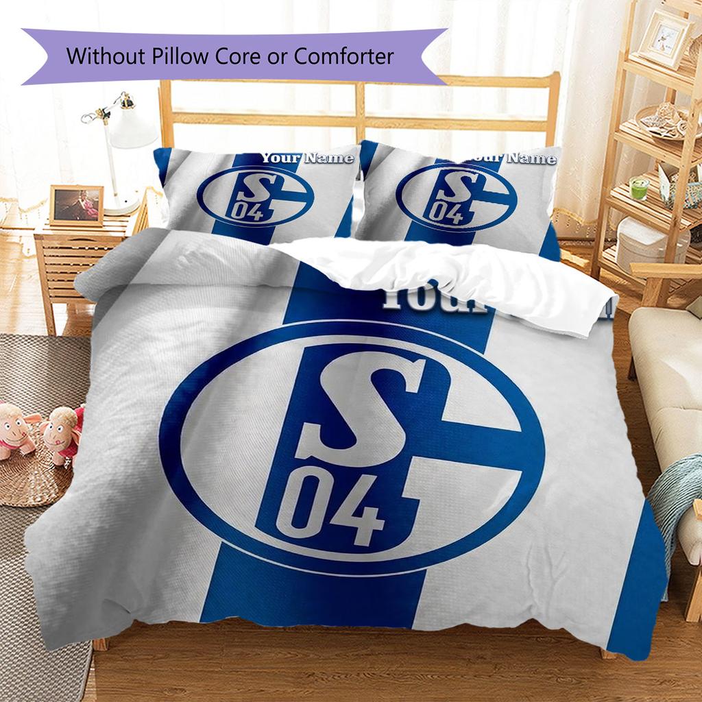 FC Schalke 04 Custom Name Pattern Bedding,Quilt Set Quilt Cover Pillowcase Home Birthday Gift(1 * duvet cover + 2 * pillowcase, without core)