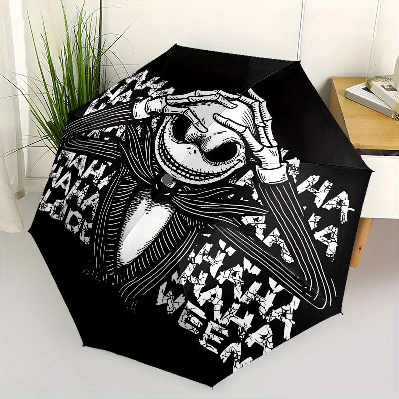 

Jack Skellington Halloween Themed Automatic Opening and Closing Folding Umbrella, Reinforced 8 Ribs, Compact Travel Design, Fashionable Fold
