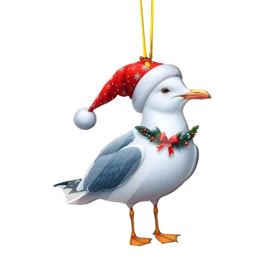 Christmas Ornament 2D Acrylic Dog/Bear/Bee/Rabbit/Rooster Hanging Decoration Cartoon Animals Xmas Tree Pendant for Home