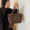 Women Suede Tote Bag with Inner Pocket Underarm Bag Vintage Large Capacity Shoulder Bag Solid Color Satchel Bag for Work Travel