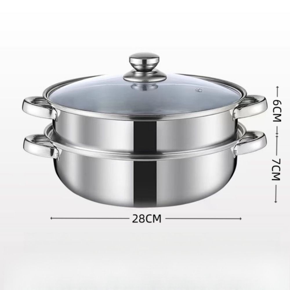 Thickened Steamer Pot Stainless Steel Cooking Pot Durable Noodles Pot  Kitchen Cookware